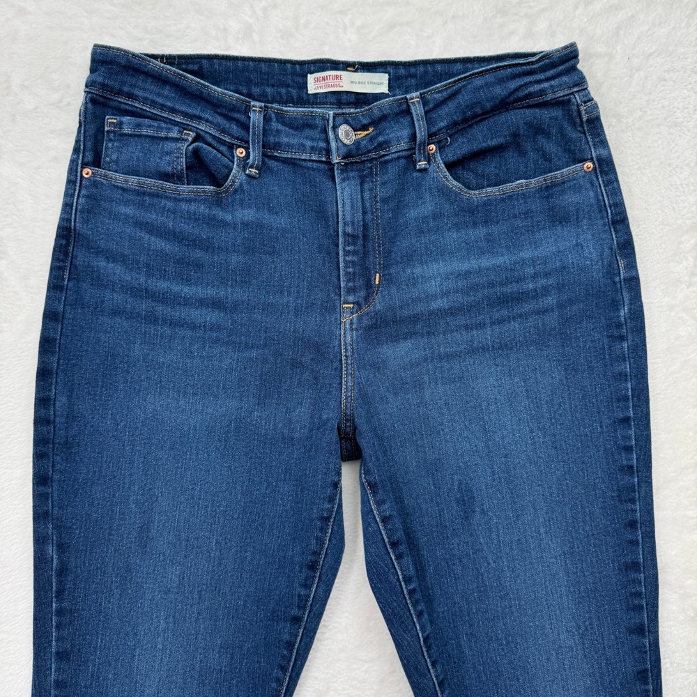 Signature by Levi Strauss Jeans Womens 12M Blue Mid Rise Straight Stretch‎ - Picture 2 of 14